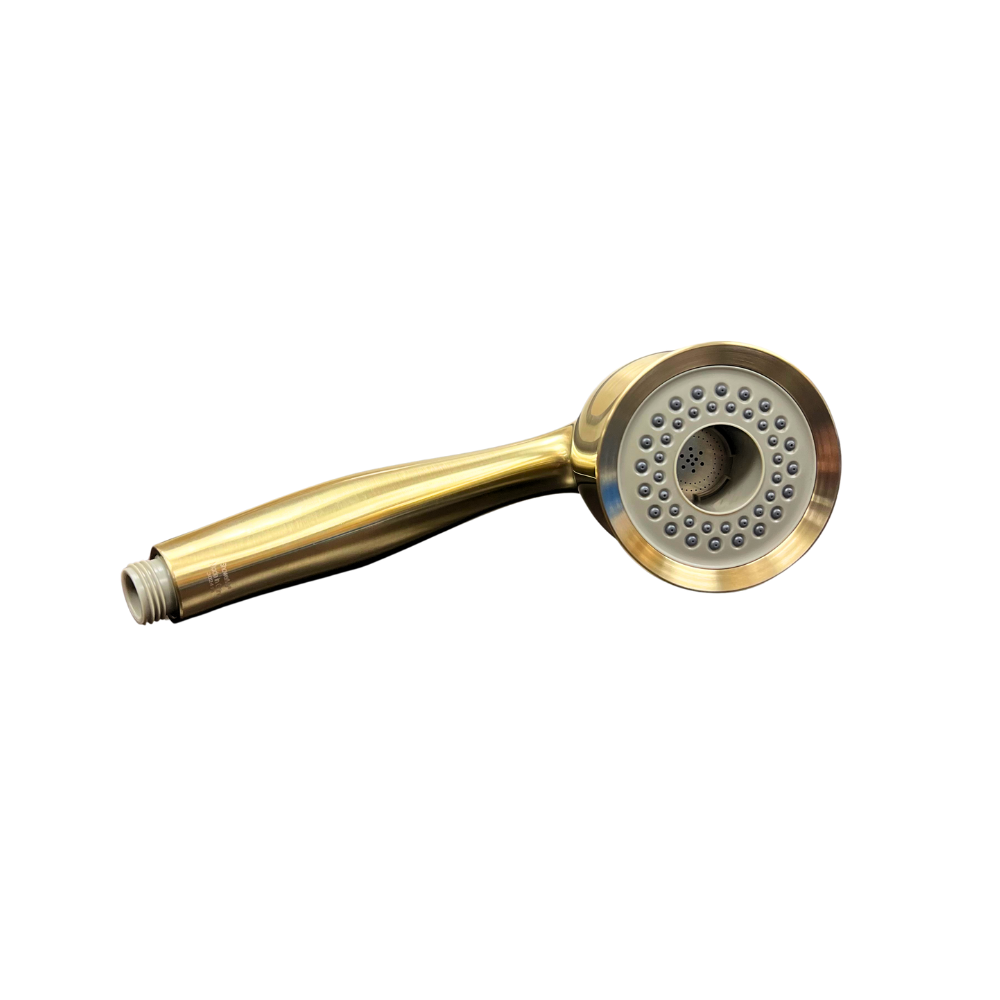 ShowerMe® Handheld Showerhead side and bottom view in Gold.