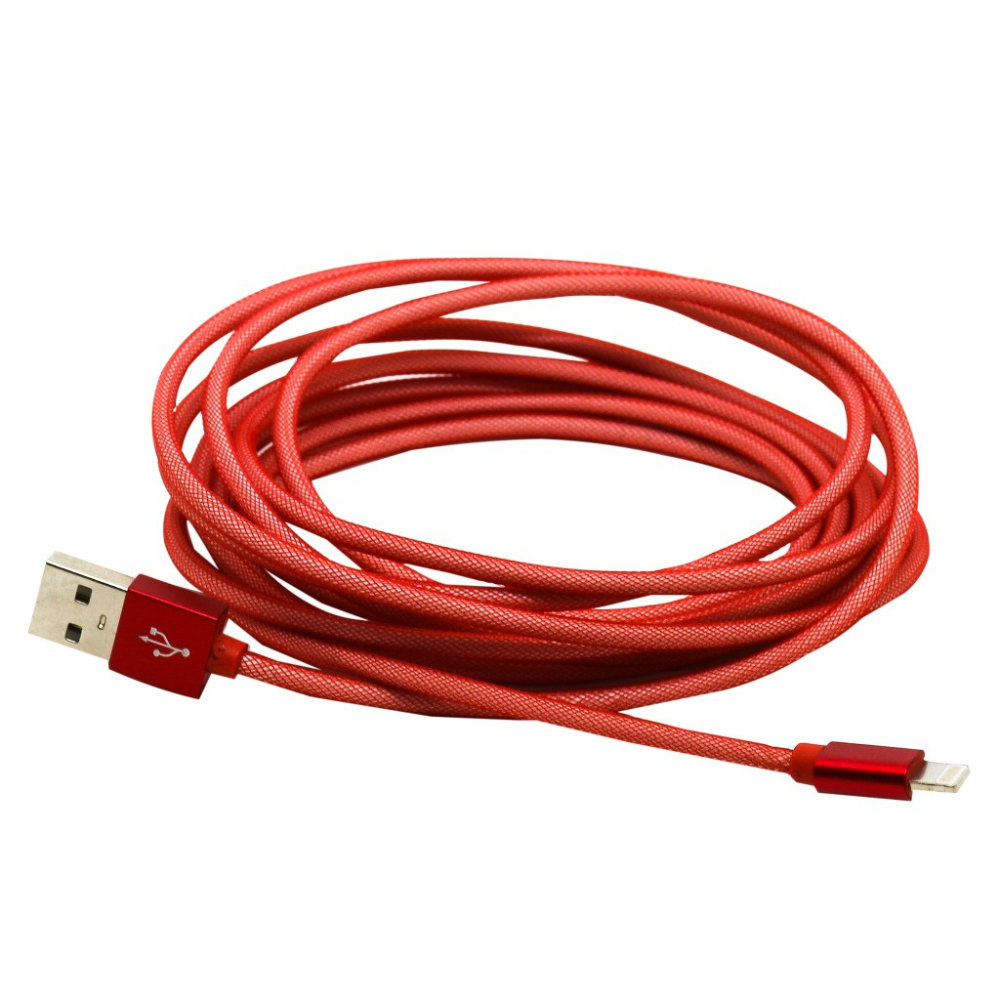 iPhone 9ft Phone Charging Cord in Red