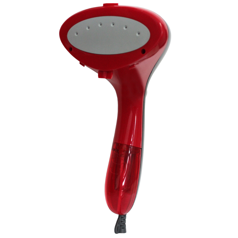 Front view of the Eurosteam® Steam Ezee Steamer in red