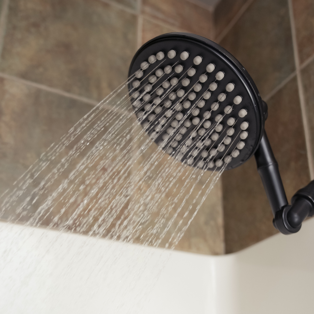 Below view of ShowerMe® Shower Head Matte Black rain shower