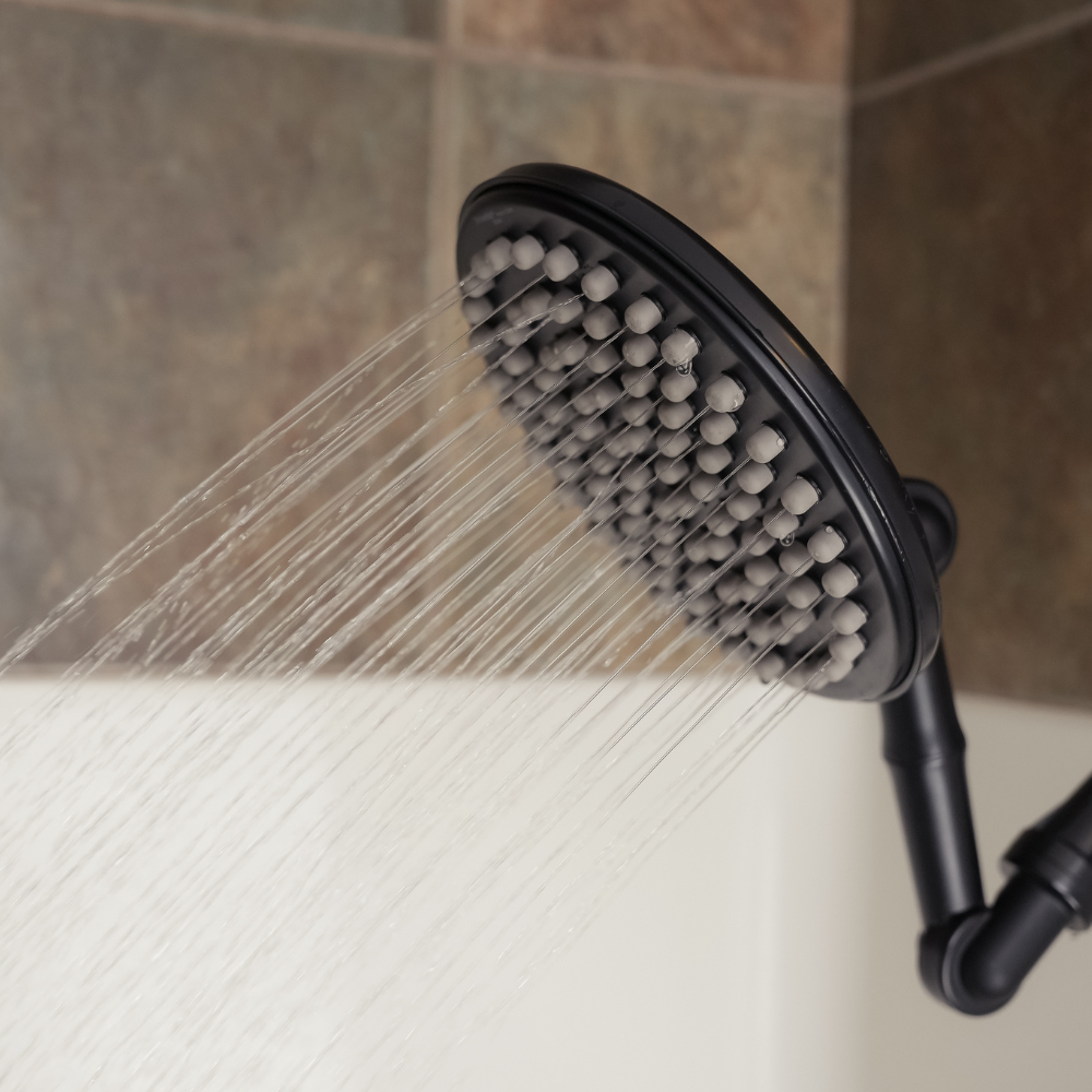 ShowerMe® Shower Head Matte Black in tilted position