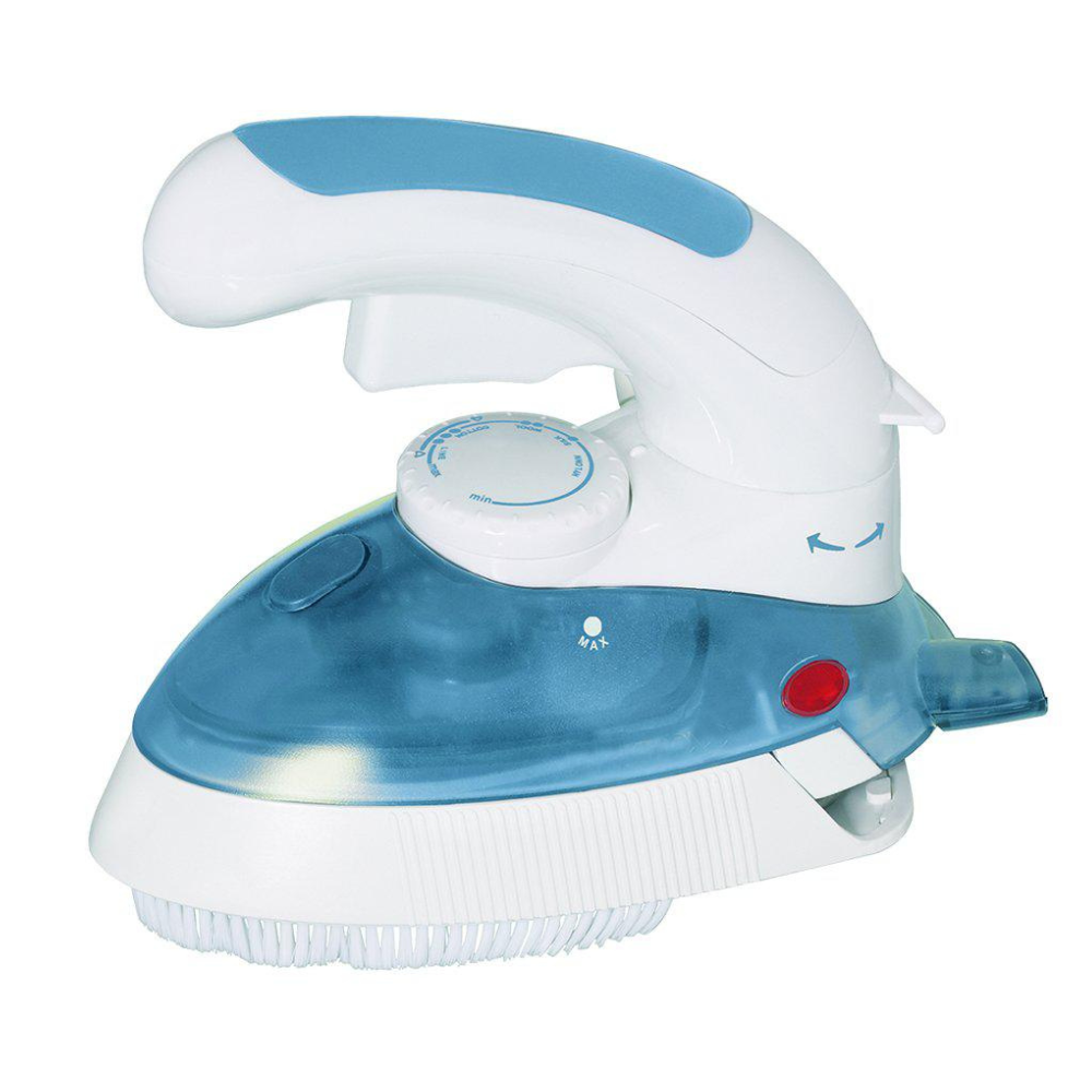 Eurosteam® Multi Brush and Travel Steam Iron on white background. Go wrinkle free anywhere.