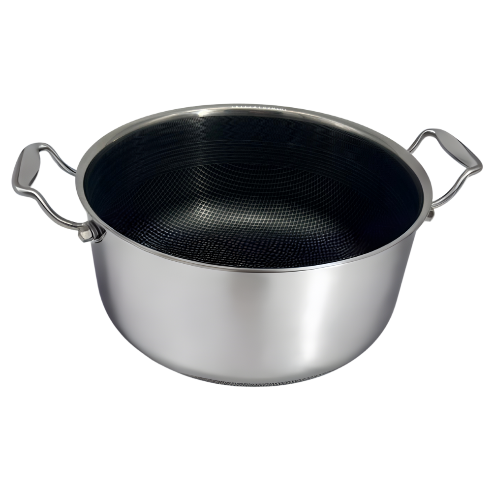Qooks Cookware 26 cm large cooking pot. Similar to hexclad. Qooks cookware designed for quick, convenient meal prep.