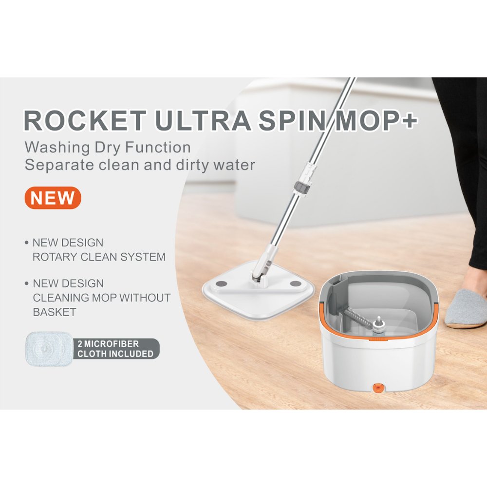 Box of Rocket Ultra Spin Mop that will separate clean and dirty water.