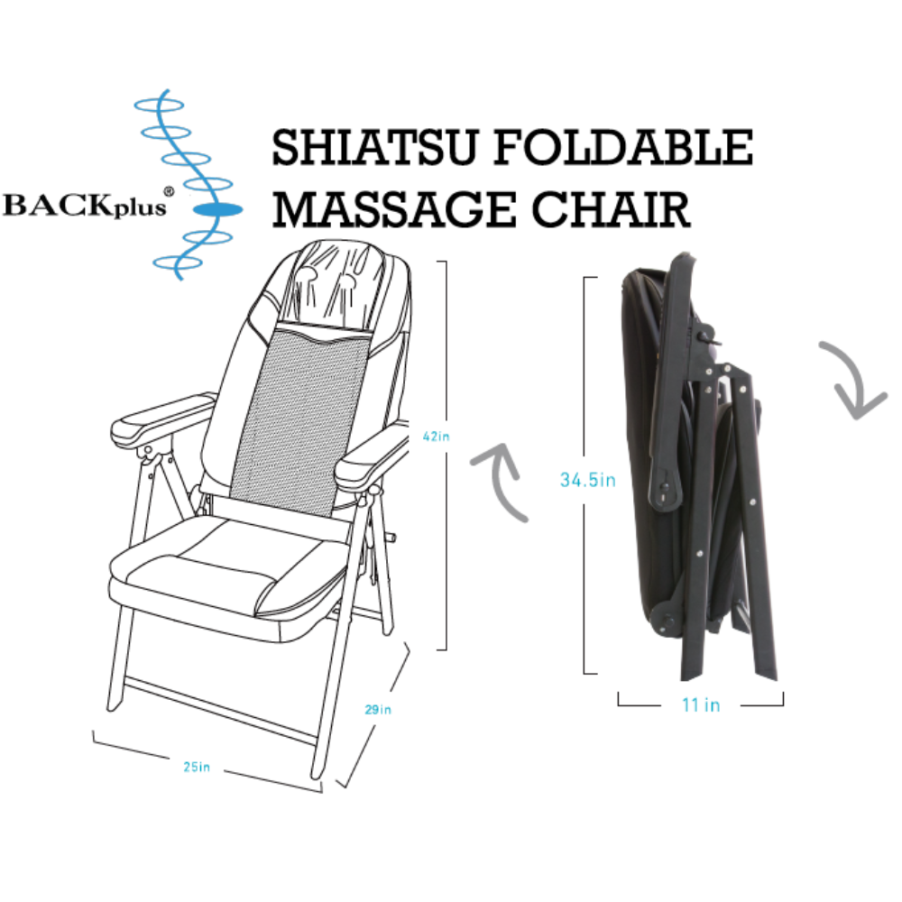 Graphic of BACKplus Shiatsu Portable Massage Chair being folded