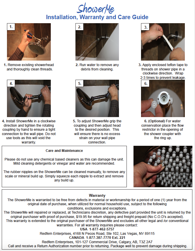 ShowerMe® Handheld Showerhead Oiled Copper instruciions.