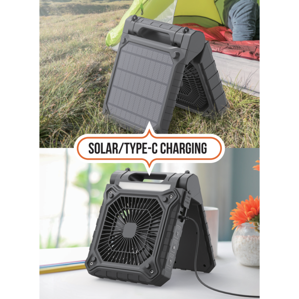 Solar Portable Fan with type c charging.