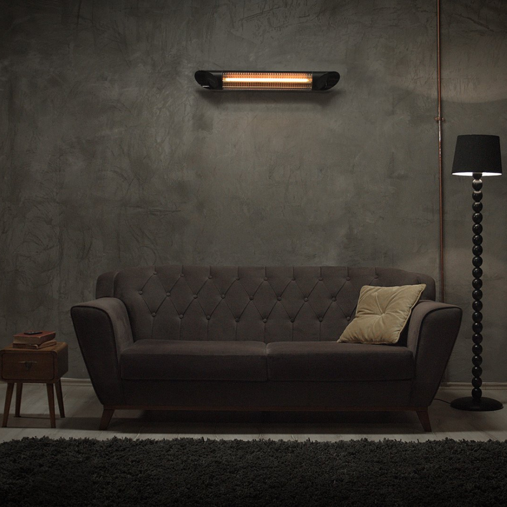 Veito® Blade S 2500W Heater Recertified Space Heater mounted above a love seat.