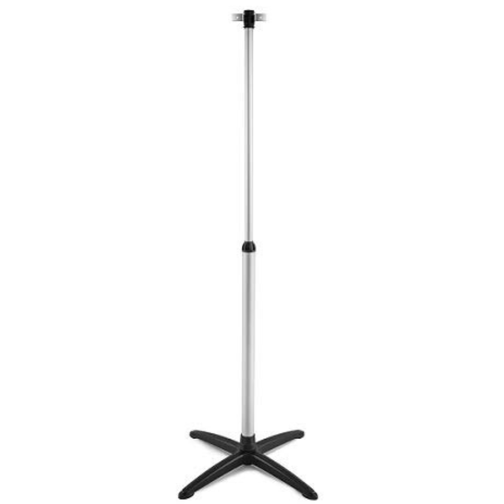 A tall, adjustable microphone stand with a sleek silver pole and a sturdy black tripod base. Suitable for the
Veito Blade or Aero 1500W Heater Stand Veito.