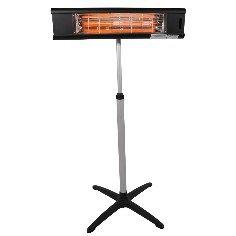 Portable Veito Aero outdoor heater on a stand on a white background