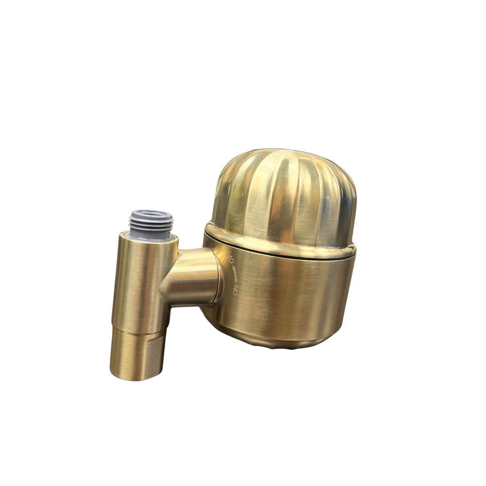 ShowerMe H2O Filter in Gold with wall bracket