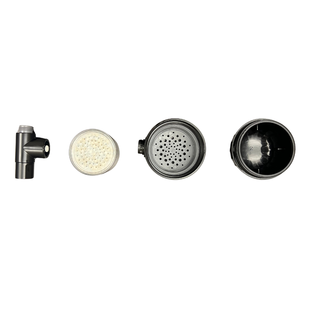 Components of ShowerMe H2O Filter Matte Black