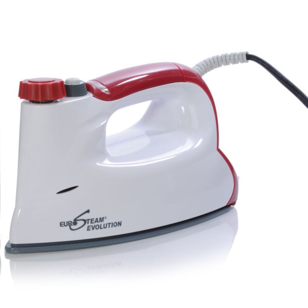 White and red iron with Eurosteam Evolution branding on a white background