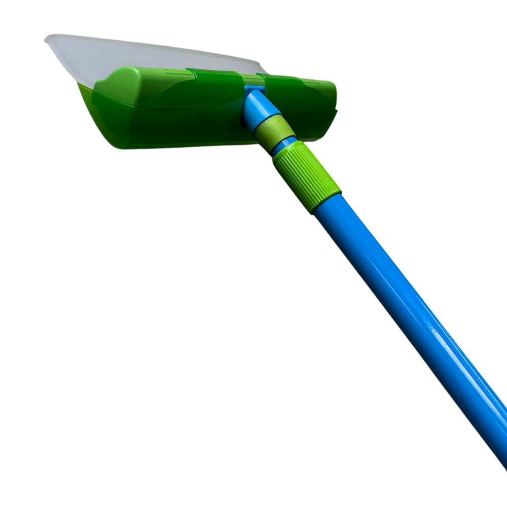 Green and blue window blade on a white background