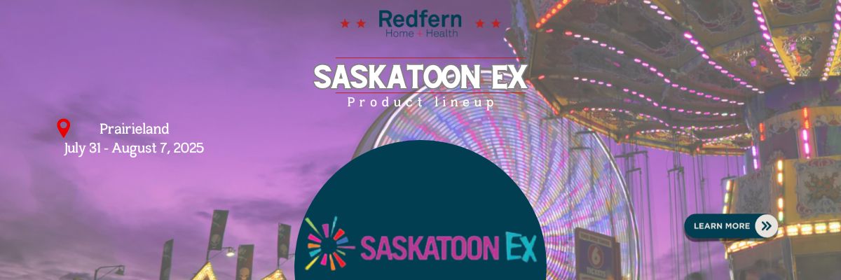 Fair display signage showing exclusive product offers for Saskatoon Ex visitors