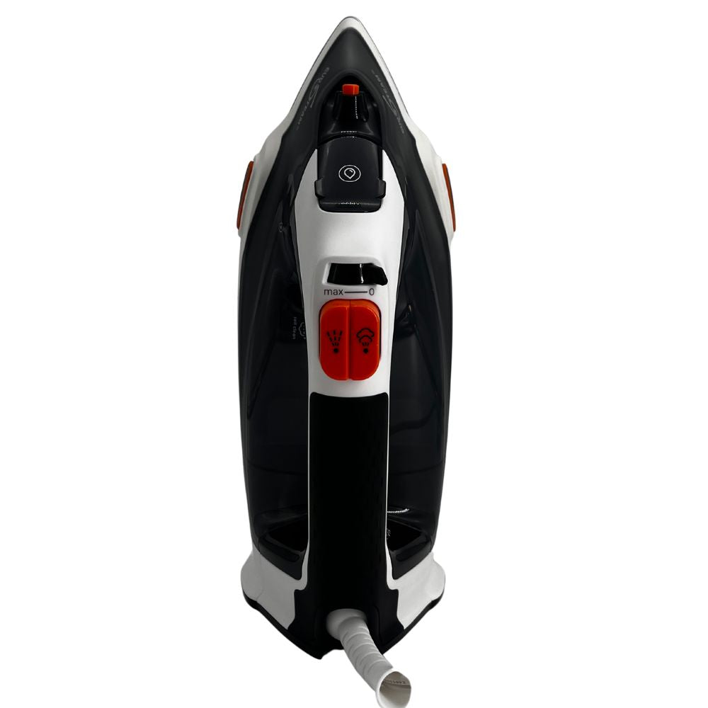 Eurosteam® Step Up Iron Iron top view of steam iron. Eurosteam iron with automatic temperature control for all fabric types.