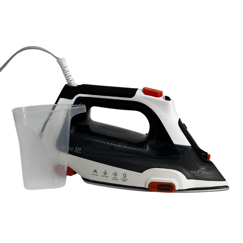 Eurosteam Step Up Iron with included measuring cup for easy water filling